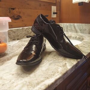 Calvin Klein Men's Glossy Black Oxfords Dress Shoe Formal Like New Size 9